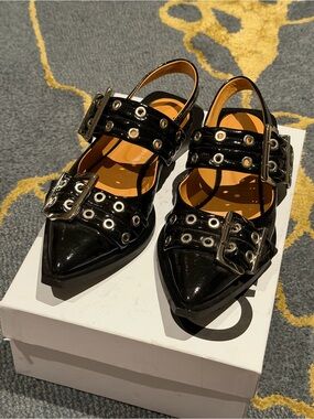 Ganni buckle ballerina flats